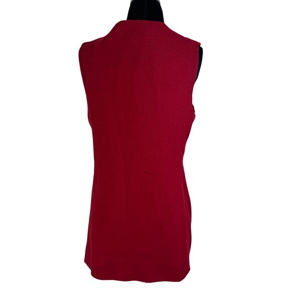 Tailored Fire: Structured Red Longline Vest (The Dressmaker Fashion) - Picture 3 of 16